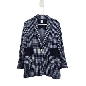 CAbi Navy and White Checkered Blazer